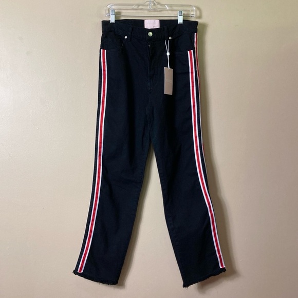 NWT REVICE Ruby Tuesday Black Red Side Stripe Jeans - Picture 4 of 11